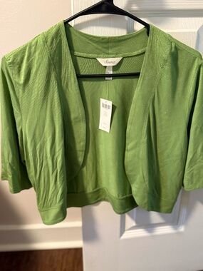 NWT Soma Lush Green Open Front Shrug Bolero Size M